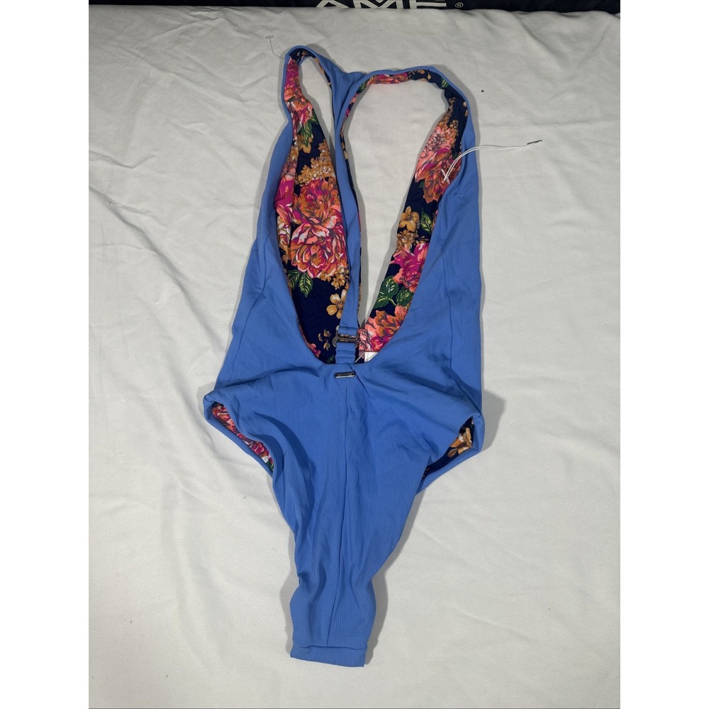NEW $154 Maaji [ Medium ] Tiky Reversible Cheeky Cut Plunge One Piece Blue T1955 - Picture 7 of 13
